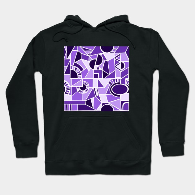 Purple Quirky Shaped Geometric Patterns Hoodie by SemDesigns